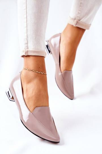 Mocassins à talons argentés Laura Messi Cappuccino
