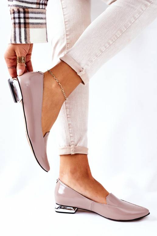 Mocassins à talons argentés Laura Messi Cappuccino