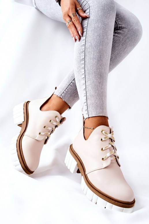 Bottines découpées à lanières beige Kaxo