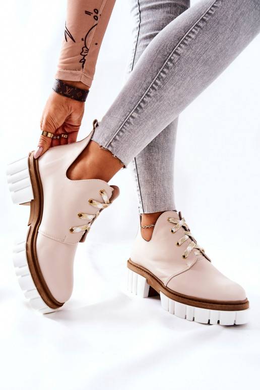 Bottines découpées à lanières beige Kaxo