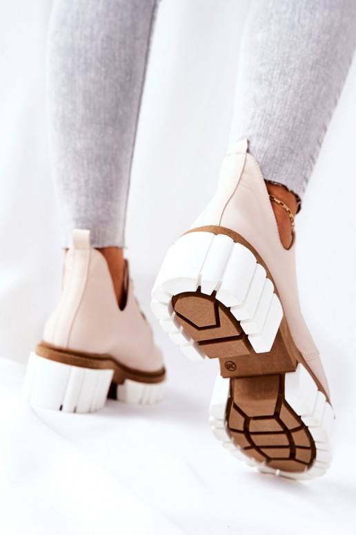 Bottines découpées à lanières beige Kaxo