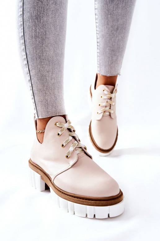Bottines découpées à lanières beige Kaxo