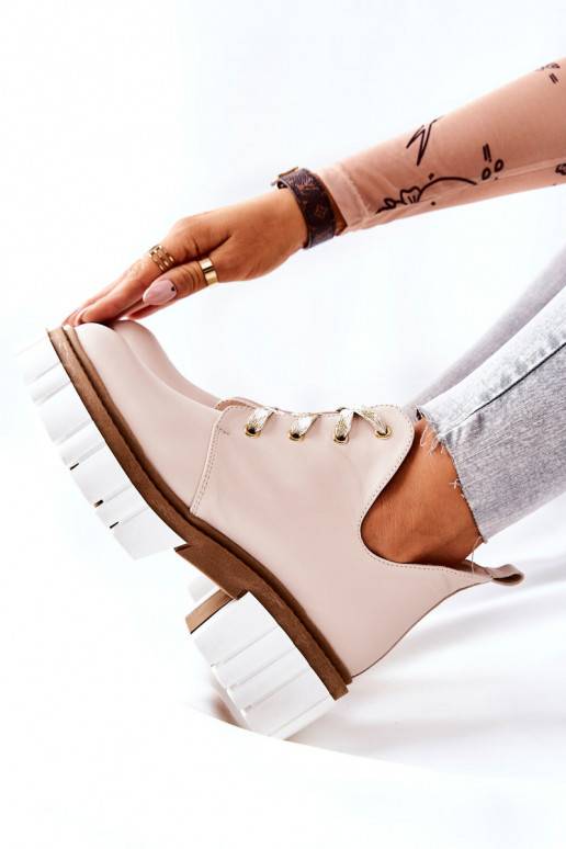 Bottines découpées à lanières beige Kaxo