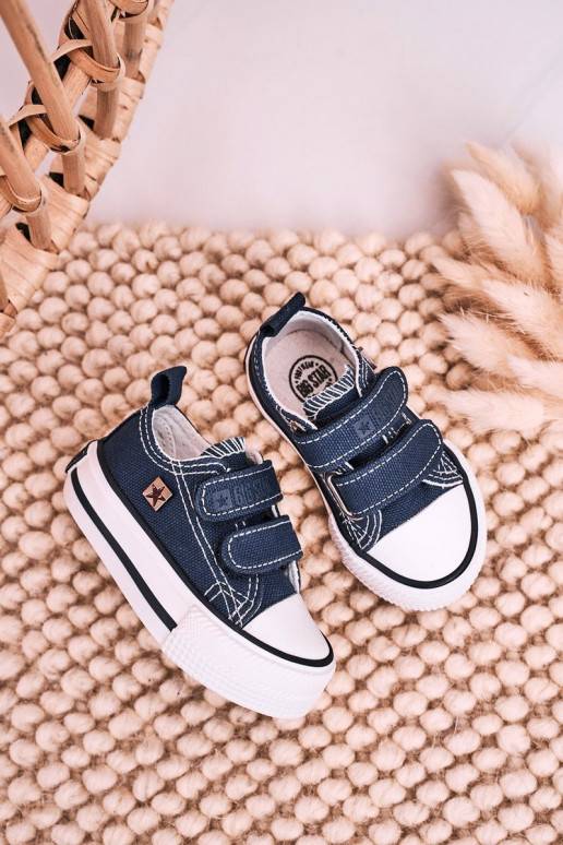 Chaussures de loisirs pour enfants à fermetures adhésives de couleur bleu foncé