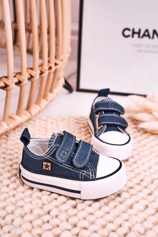 Chaussures de loisirs pour enfants à fermetures adhésives de couleur bleu foncé