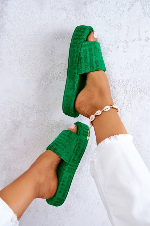 Chaussons à plateforme de couleur verte Lilly