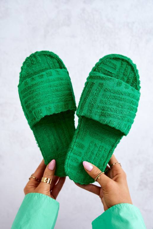 Chaussons à plateforme de couleur verte Lilly
