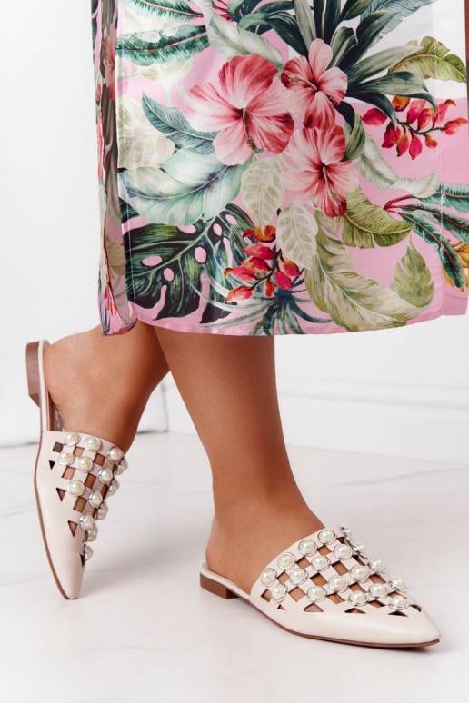 Slippers met zool I Perłami beige Ripple Slippers met zool I Perłami beige Ripple