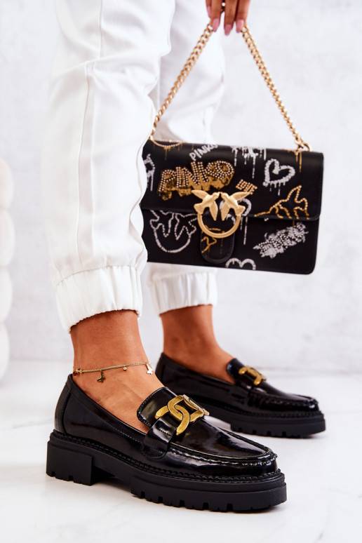 Chaussures effet cuir verni et ornements La.Fi noir Laurene