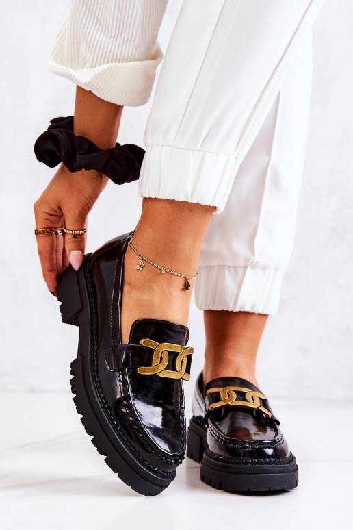 Chaussures effet cuir verni et ornements La.Fi noir Laurene