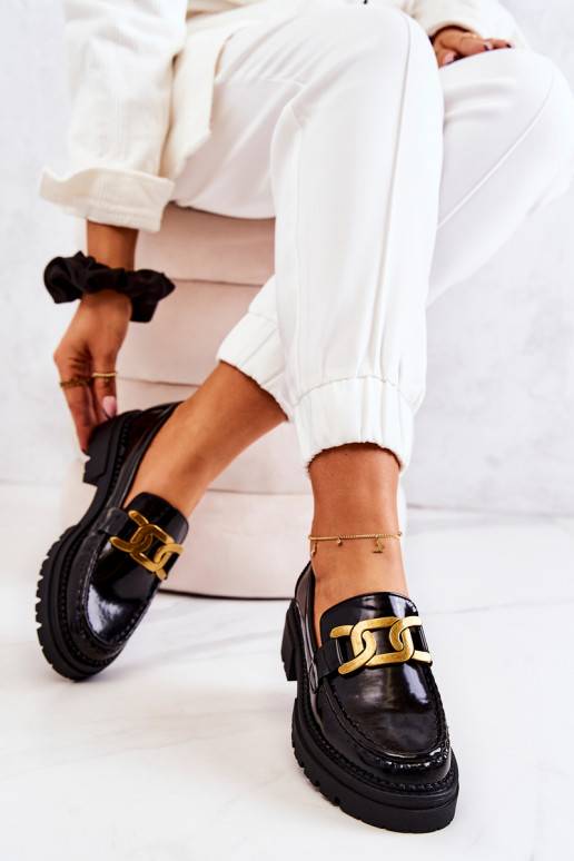 Chaussures effet cuir verni et ornements La.Fi noir Laurene