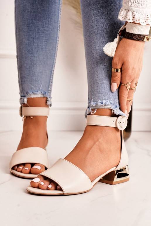 Sandales femme à talons dorés Laura Messi beige