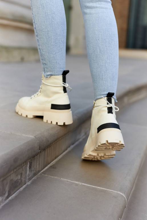 Bottines pour femmes de couleur ivoire Larina