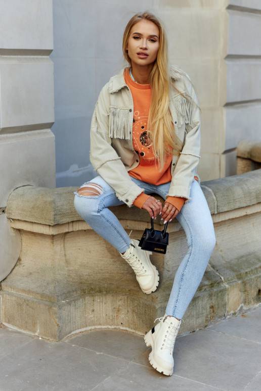 Bottines pour femmes de couleur ivoire Larina