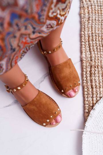 Sandales en daim marron pour femme 2