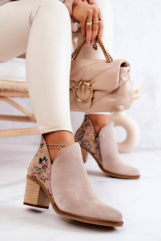 Bottines à talons pour femmes en ivoire