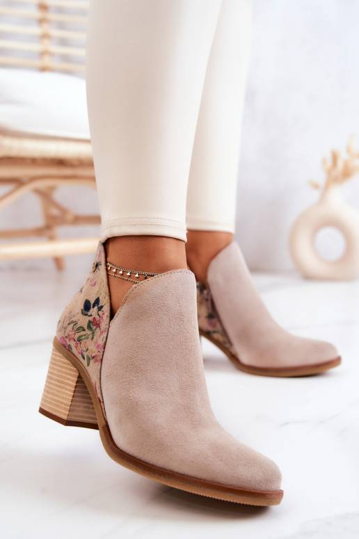 Bottines à talons pour femmes en ivoire