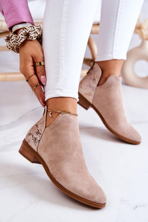 Beige Stephanie Wildlederstiefel mit... Beige Stephanie Wildlederstiefel mit...