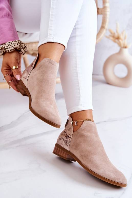 Beige Stephanie Wildlederstiefel mit... Beige Stephanie Wildlederstiefel mit...