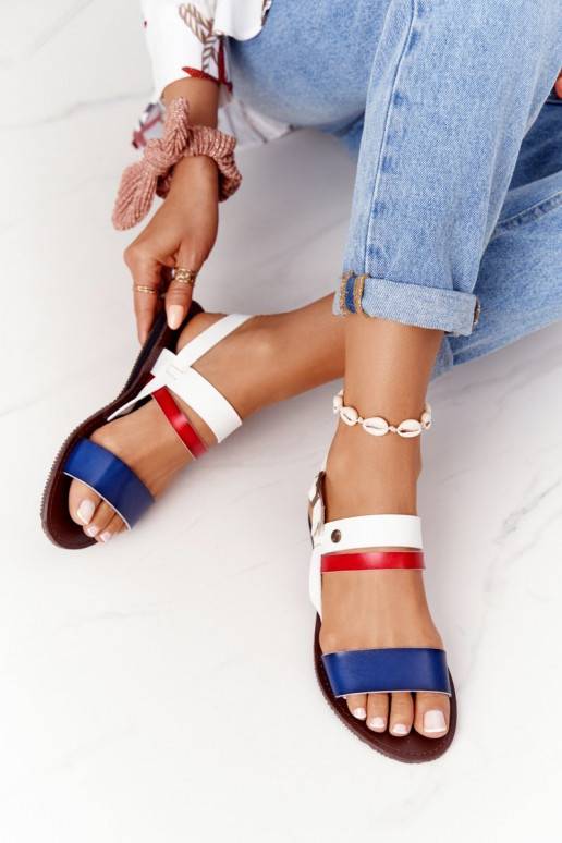 Sandales plates pour femme de couleur...