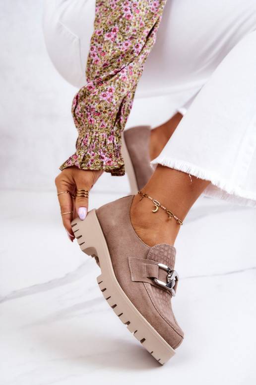 Modieuze suède schoenen beige Rayhan Modieuze suède schoenen beige Rayhan