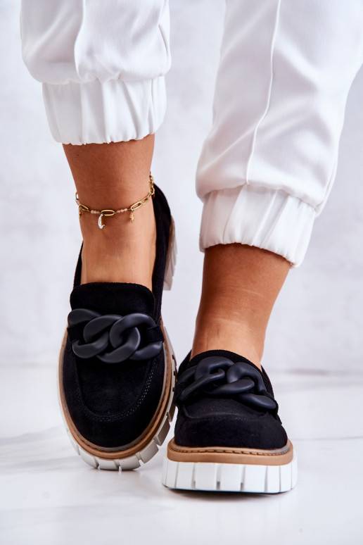 Chaussures en daim avec ornements de couleur noire Talisa