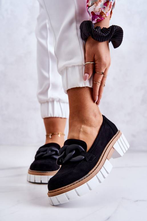 Chaussures en daim avec ornements de couleur noire Talisa