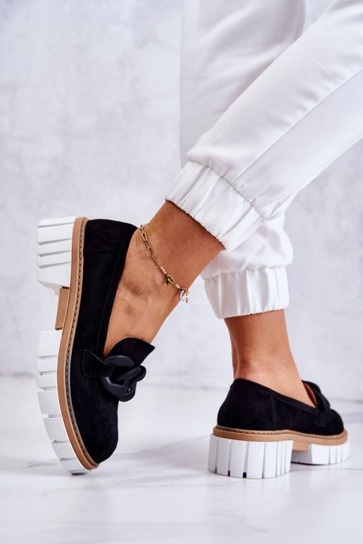 Chaussures en daim avec ornements de couleur noire Talisa