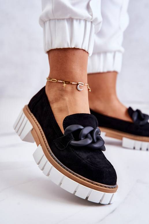 Chaussures en daim avec ornements de couleur noire Talisa