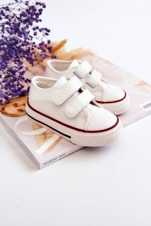 Chaussures décontractées pour enfants avec fermetures adhésives de couleur blanche Foster