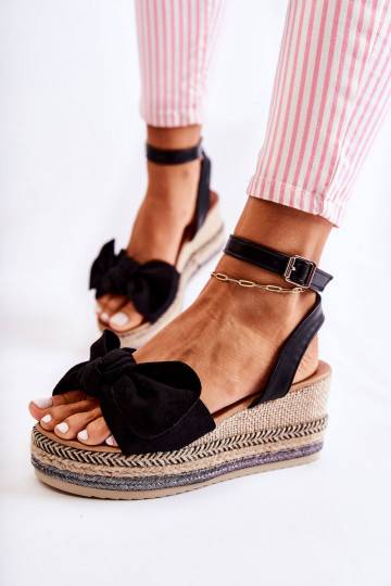 Sandales à plateforme en daim couleur noir Natina