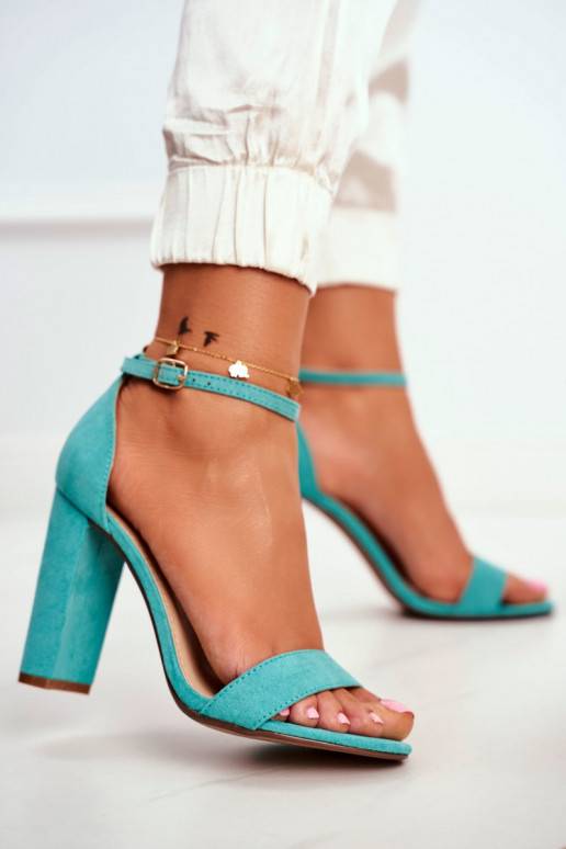 Grüne Anastasie-Sandalen für Damen aus Wildleder mit hohen Absätzen