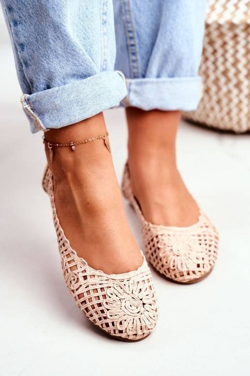 Lu Boo Ballerine beige avec éléments ajourés Carry