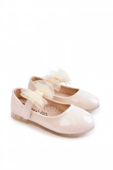 Lackierte Ballerinas für Kinder mit Klebeverschlüssen in Elfenbein Carla 2