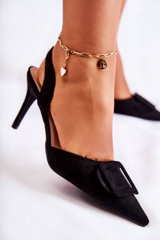 Bottines à bout pointu en daim de couleur noire Emberly