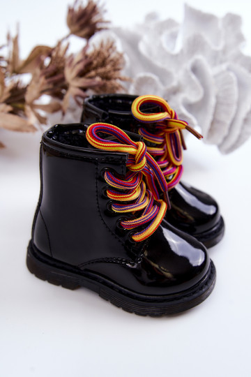 Bottines pour enfants effet laqué de couleur noire Tibbie 2