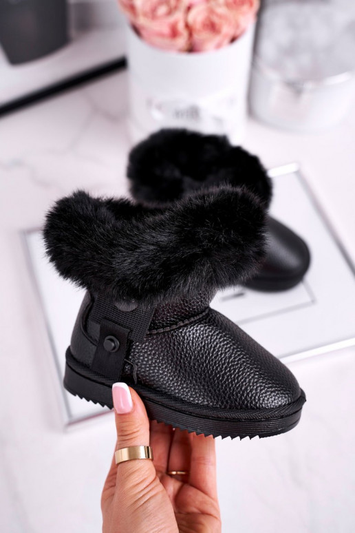 Bottes de neige chauffantes pour enfants avec fourrure de couleur noire Marella