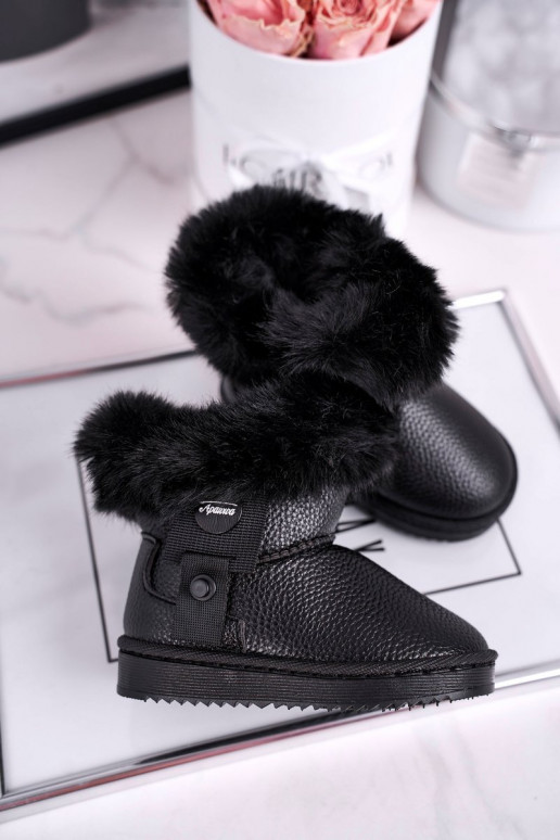 Bottes de neige chauffantes pour enfants avec fourrure de couleur noire Marella