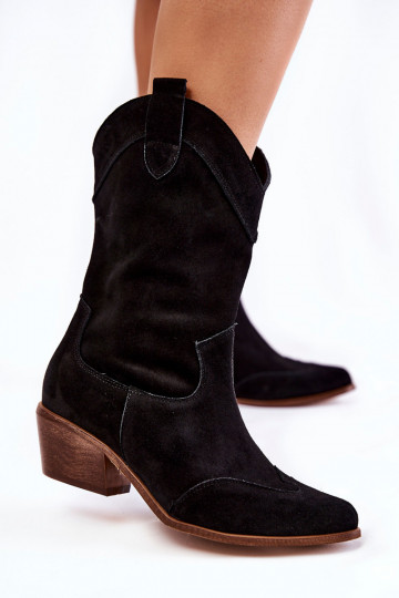 Cowboy suède laarzen Schoenen zwarte kleur
