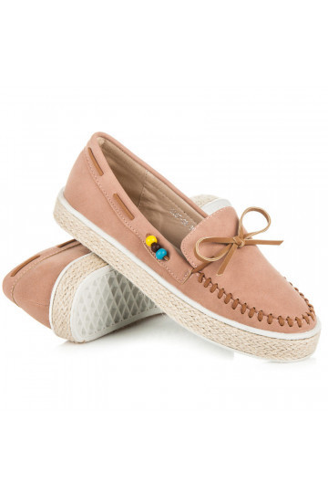 Roze suède mocassins