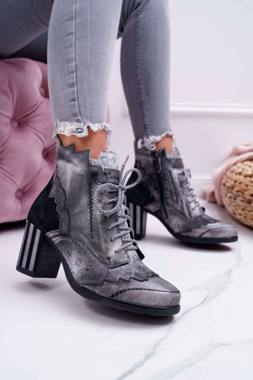 Boots femme en cuir naturel Gris