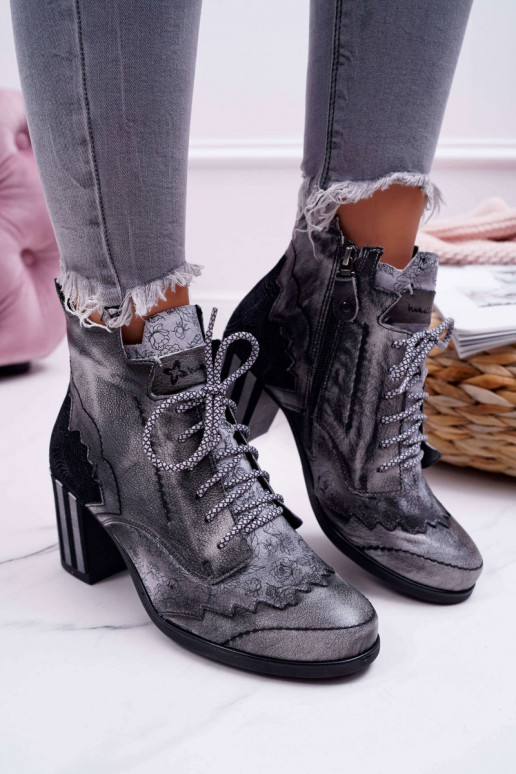 Boots femme en cuir naturel Gris