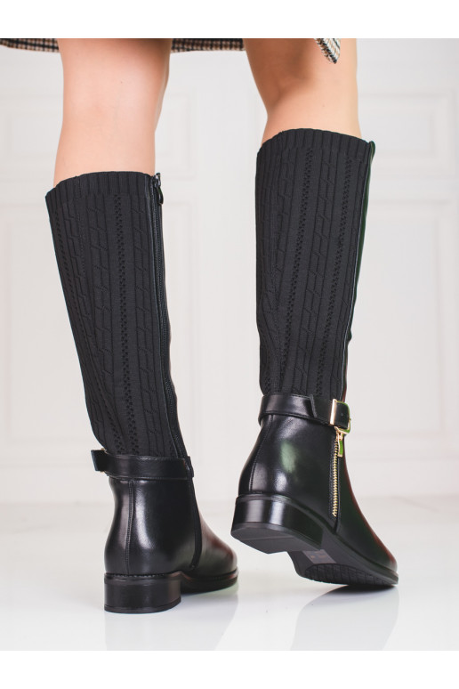 Schwarze Lederschuhe Shelovet Schwarze Lederschuhe Shelovet