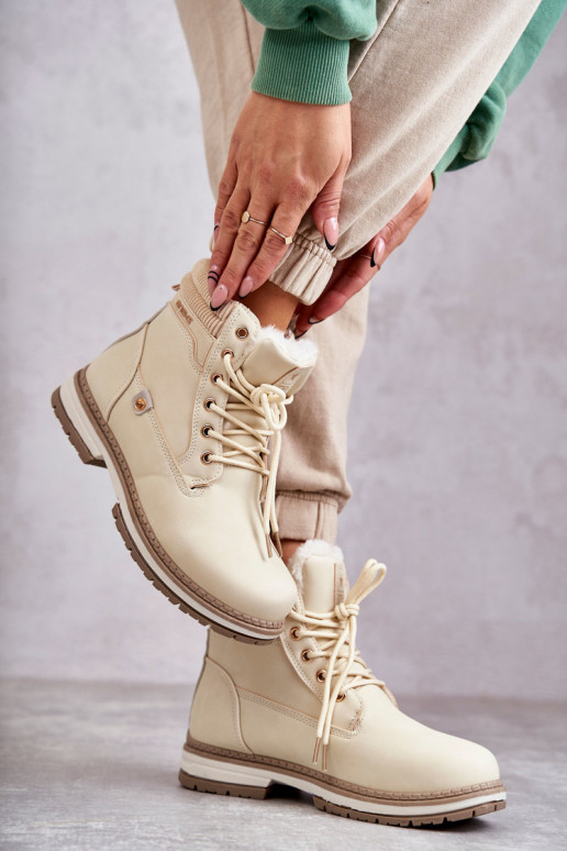 Warme laarzen beige kleur Liv Warme laarzen beige kleur Liv