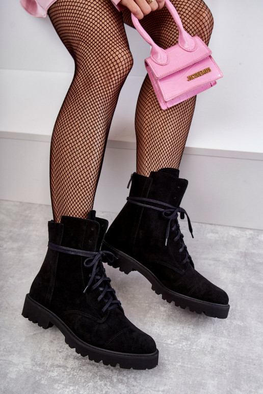 Bottines en daim avec fermetures éclair Nicole en noir