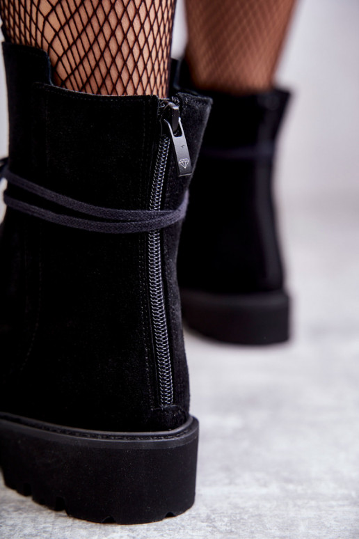 Bottines en daim avec fermetures éclair Nicole en noir