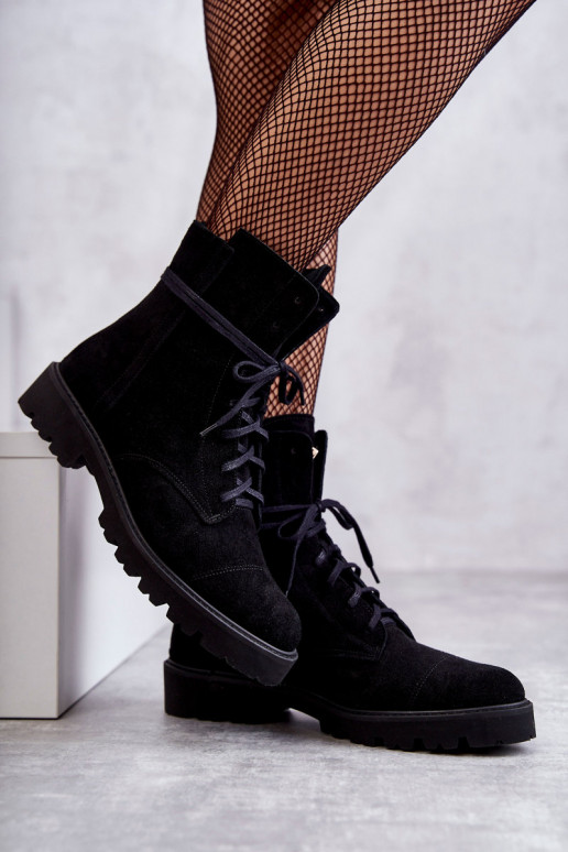 Wildleder-Stiefelette mit Reißverschlüssen Nicole in Schwarz
