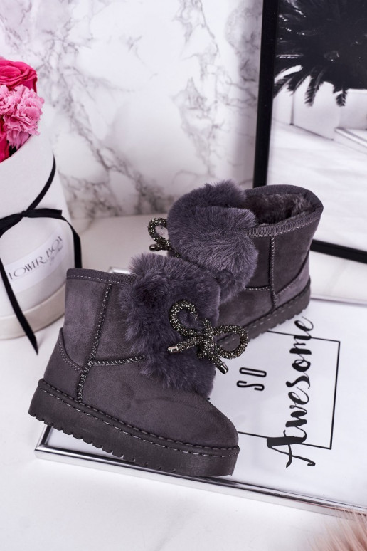 Bottes de neige pour enfants avec intérieur en fourrure couleur gris Amelia