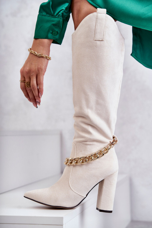 Bottines chauffantes à chaînes en ivoire Jasmin