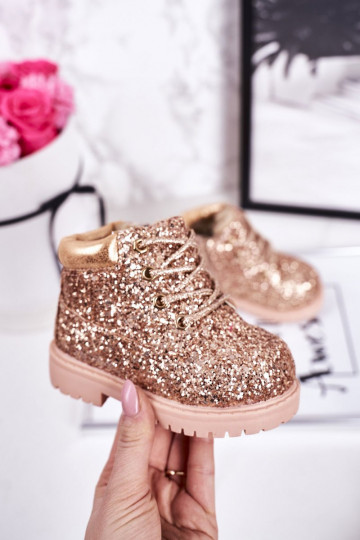 Bottes chaudes et scintillantes pour enfants de couleur rose/or Sirène